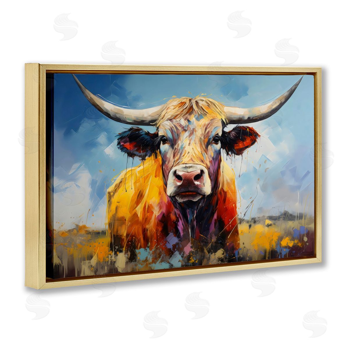 LSR Creative Studio Moody Longhorn Portrait Canvas Wall Art Print