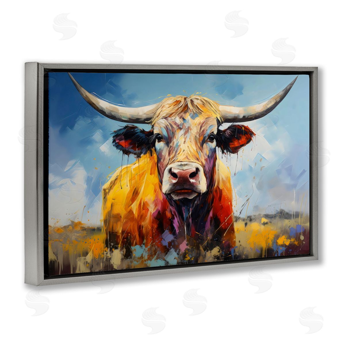 LSR Creative Studio Moody Longhorn Portrait Canvas Wall Art Print