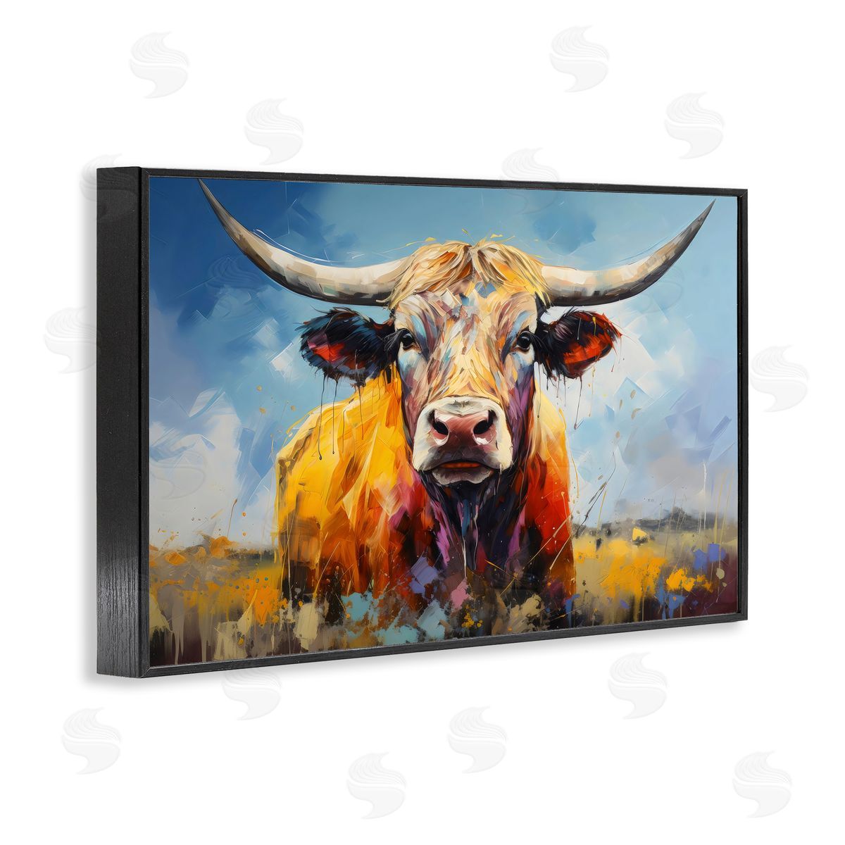 LSR Creative Studio Moody Longhorn Portrait Canvas Wall Art Print