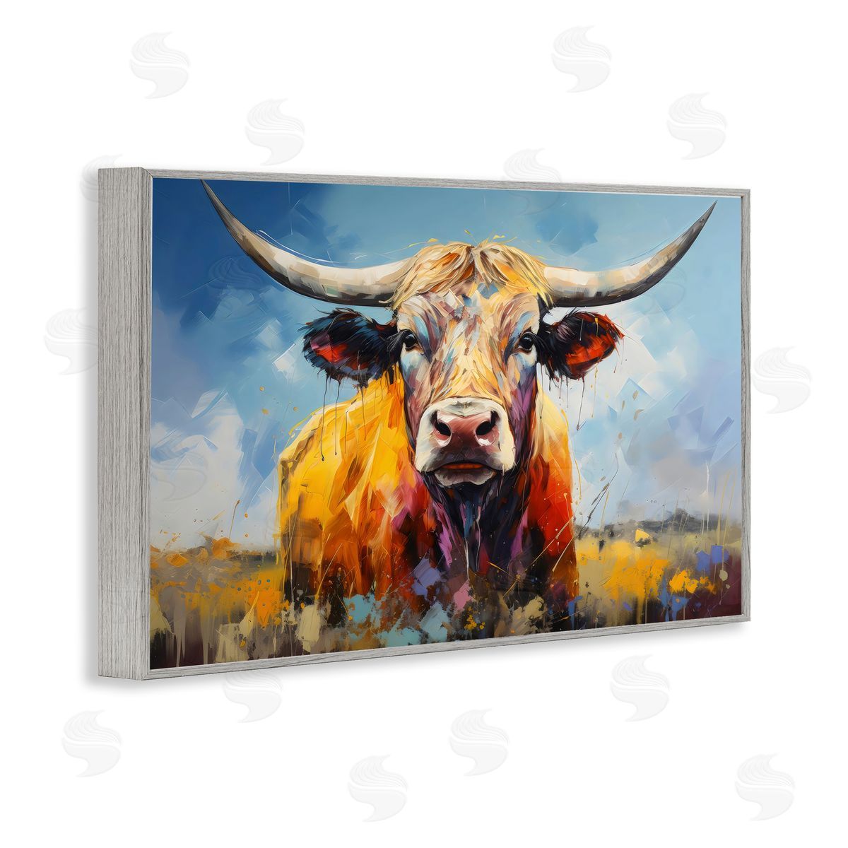 LSR Creative Studio Moody Longhorn Portrait Canvas Wall Art Print