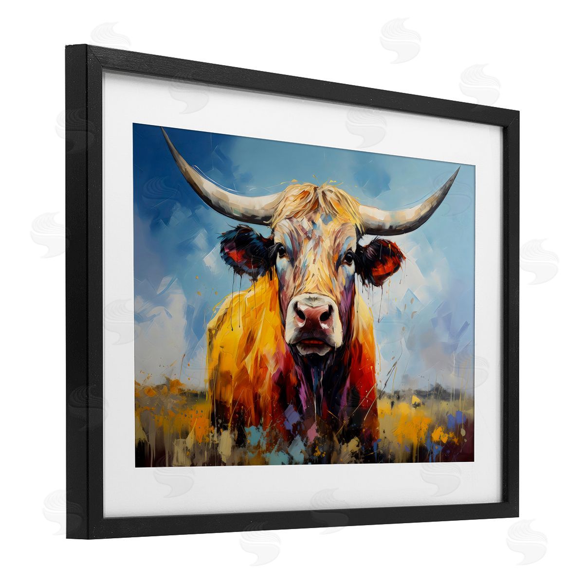LSR Creative Studio Moody Longhorn Portrait Canvas Wall Art Print