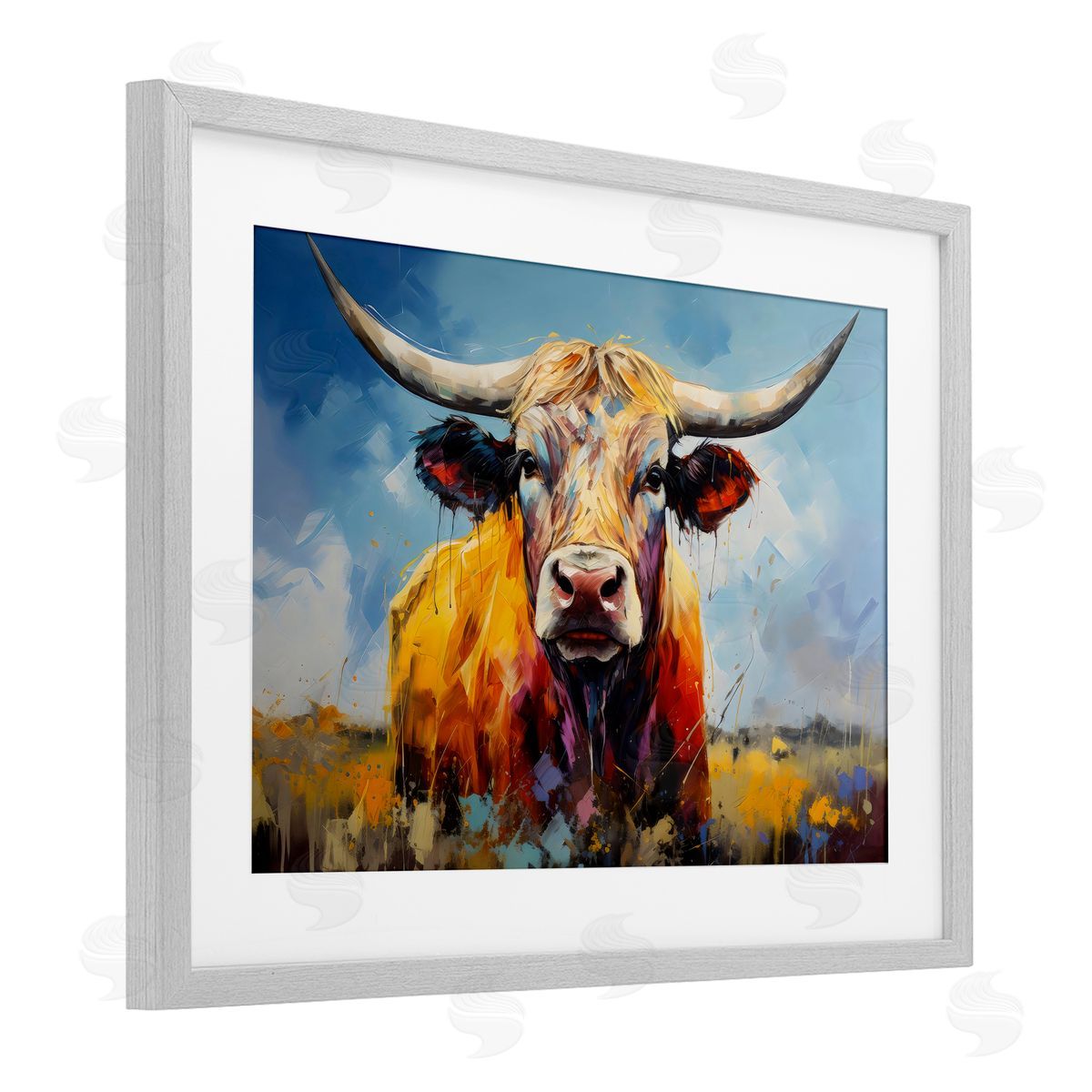 LSR Creative Studio Moody Longhorn Portrait Canvas Wall Art Print