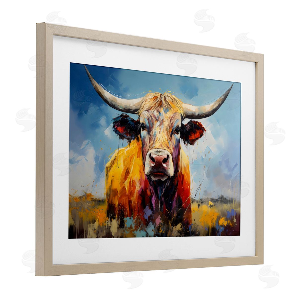 LSR Creative Studio Moody Longhorn Portrait Canvas Wall Art Print