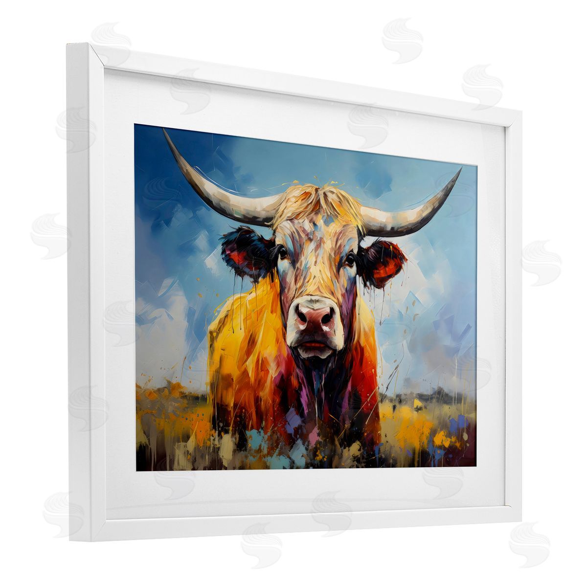 LSR Creative Studio Moody Longhorn Portrait Canvas Wall Art Print