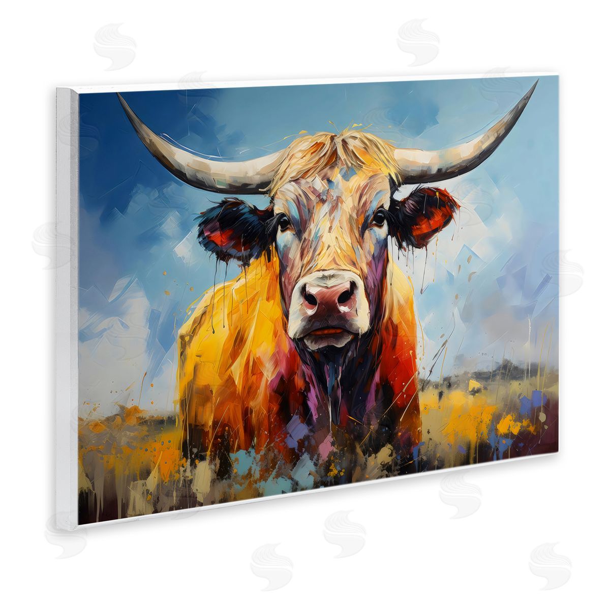 LSR Creative Studio Moody Longhorn Portrait Canvas Wall Art Print