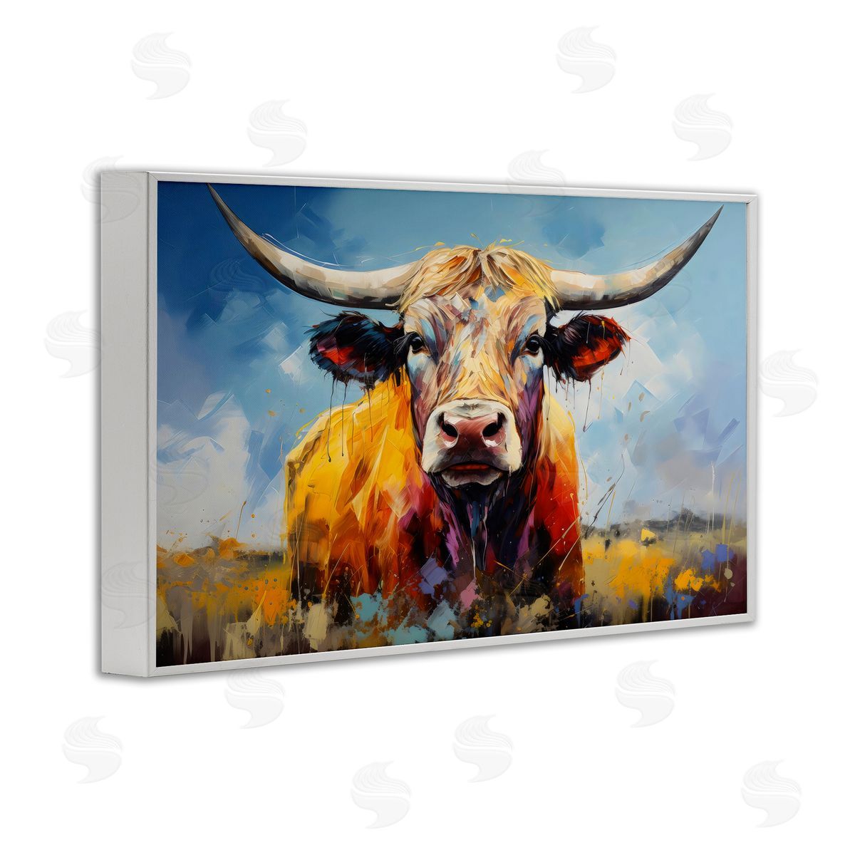 LSR Creative Studio Moody Longhorn Portrait Canvas Wall Art Print