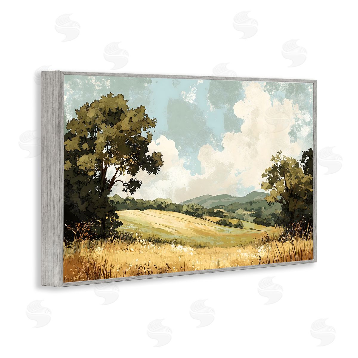 LSR Creative Studio Peaceful Meadow with Overhanging Clouds Canvas Wall Art Print
