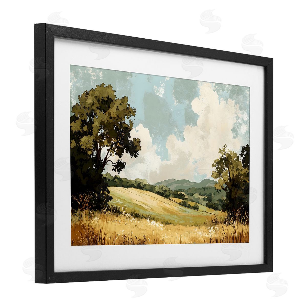 LSR Creative Studio Peaceful Meadow with Overhanging Clouds Canvas Wall Art Print
