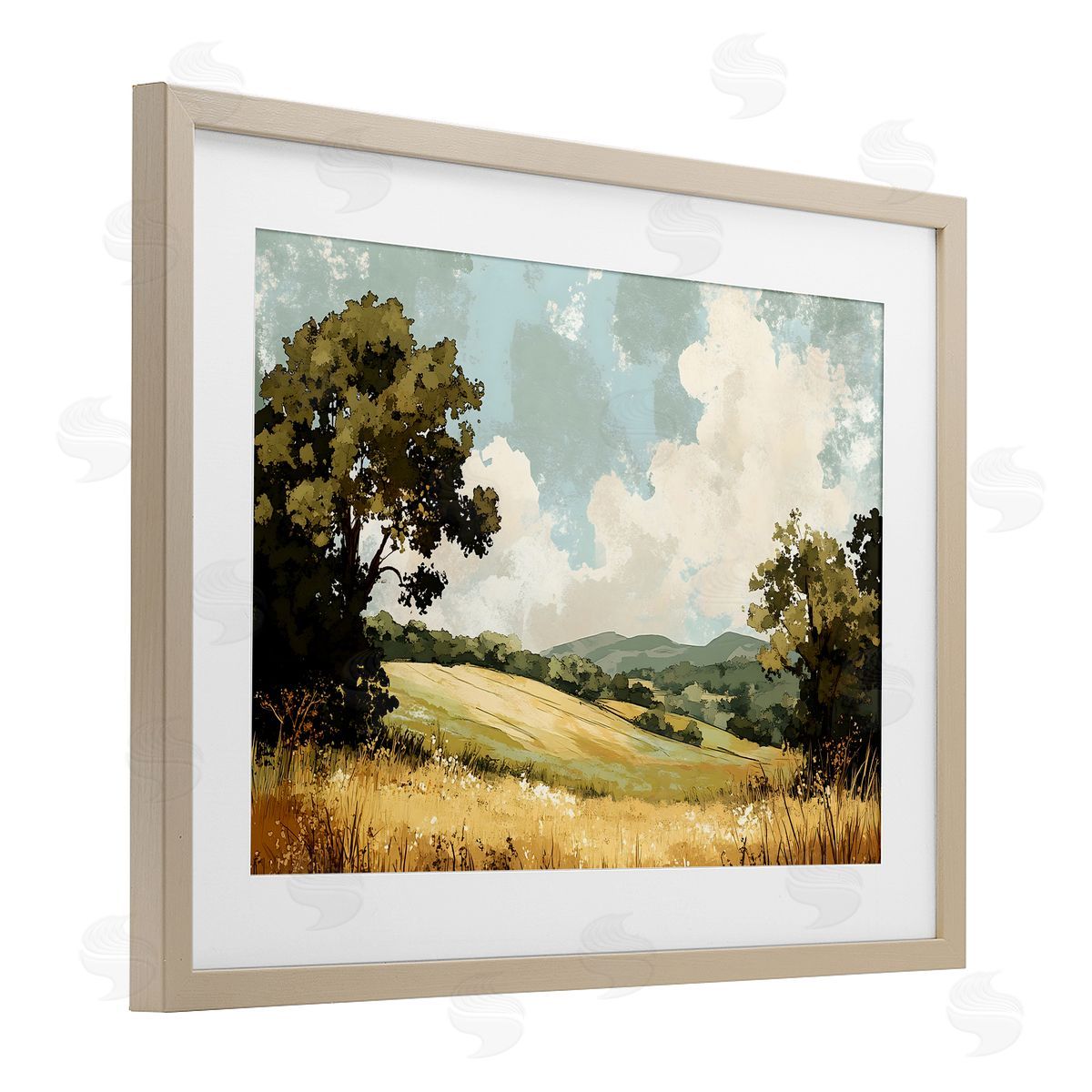 LSR Creative Studio Peaceful Meadow with Overhanging Clouds Canvas Wall Art Print
