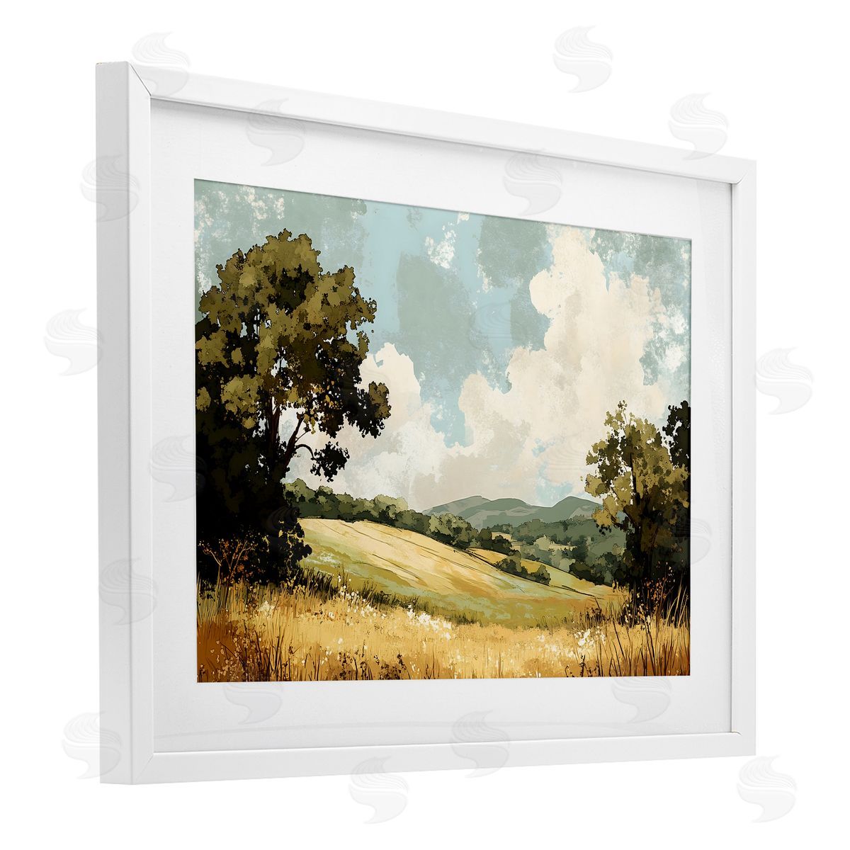 LSR Creative Studio Peaceful Meadow with Overhanging Clouds Canvas Wall Art Print