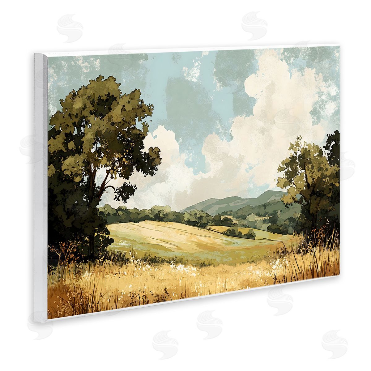LSR Creative Studio Peaceful Meadow with Overhanging Clouds Canvas Wall Art Print