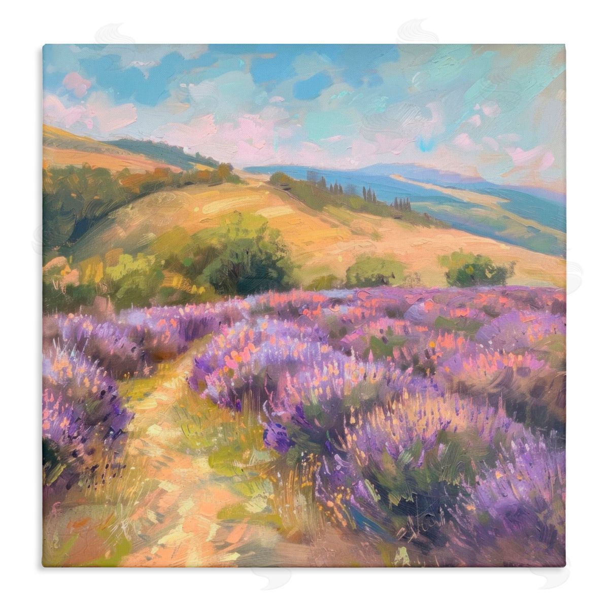 LSR Creative Studio Lavender Field Hills Canvas Wall Art Print
