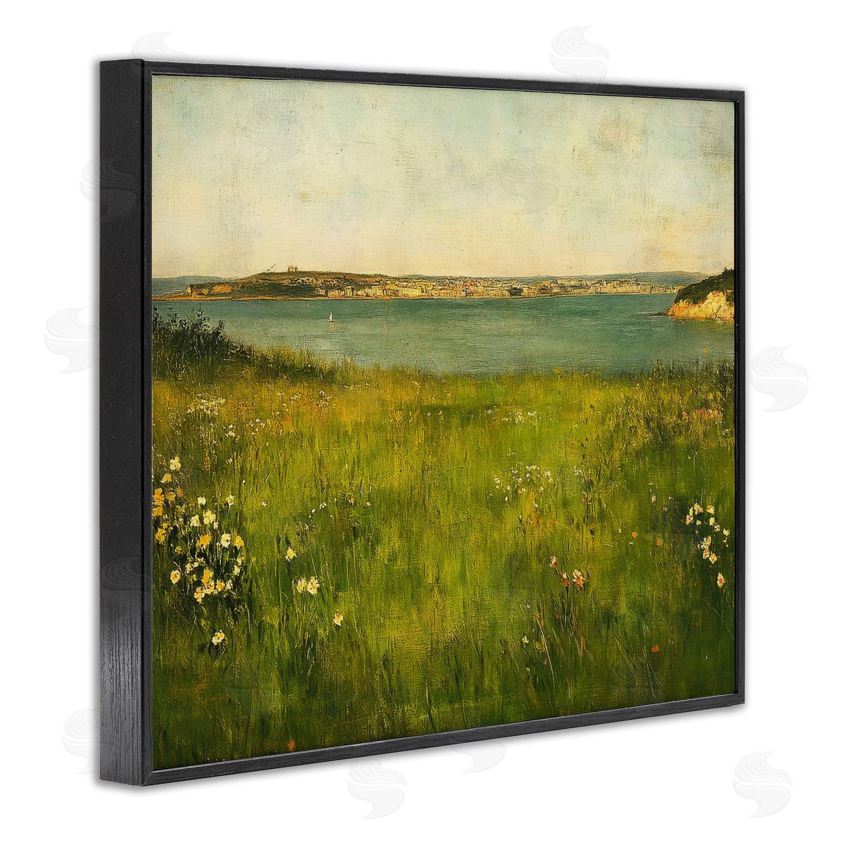 Petal Prints Design Turquoise Lake Landscape Canvas Wall Art Print