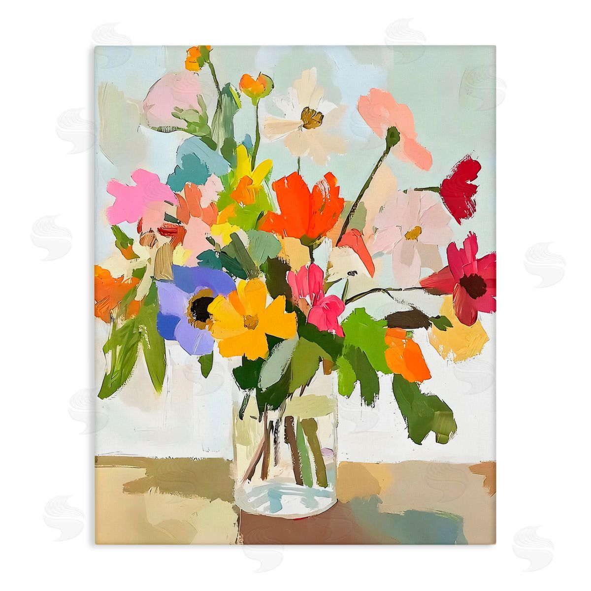 Riley B Cheerful Summer Garden Blooms Canvas Wall Art Print