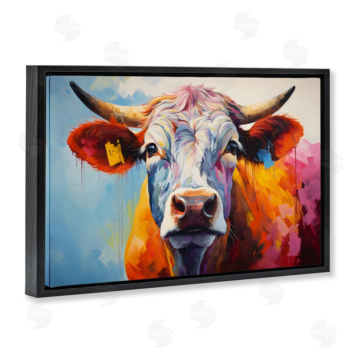 LSR Creative Studio Colorful Cattle Portrait Canvas Wall Art Print