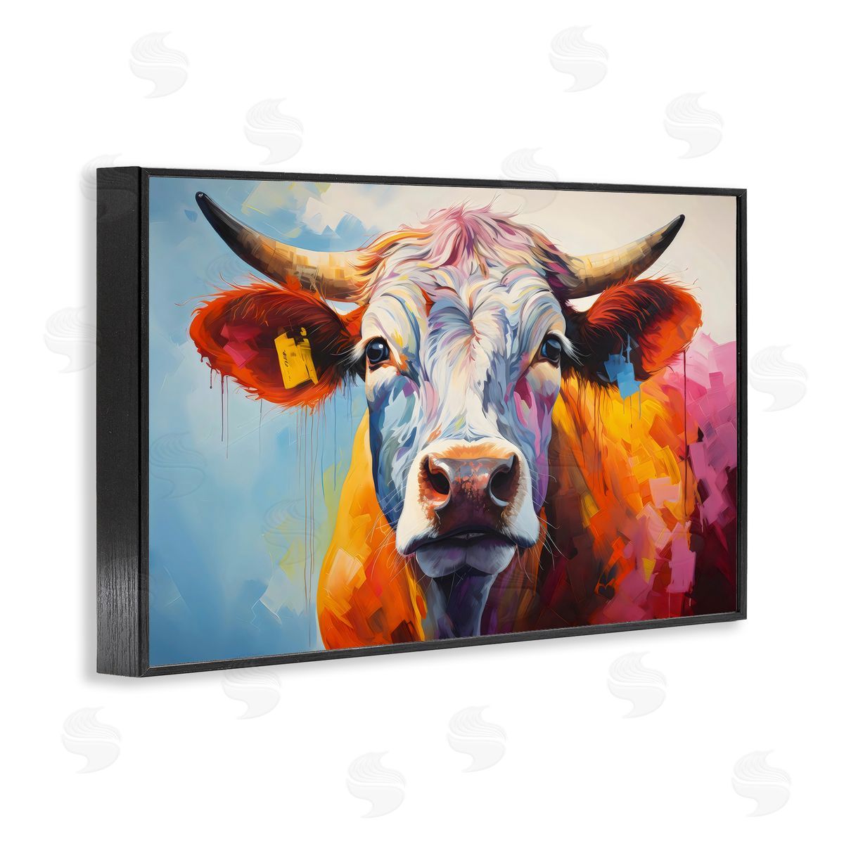LSR Creative Studio Colorful Cattle Portrait Canvas Wall Art Print