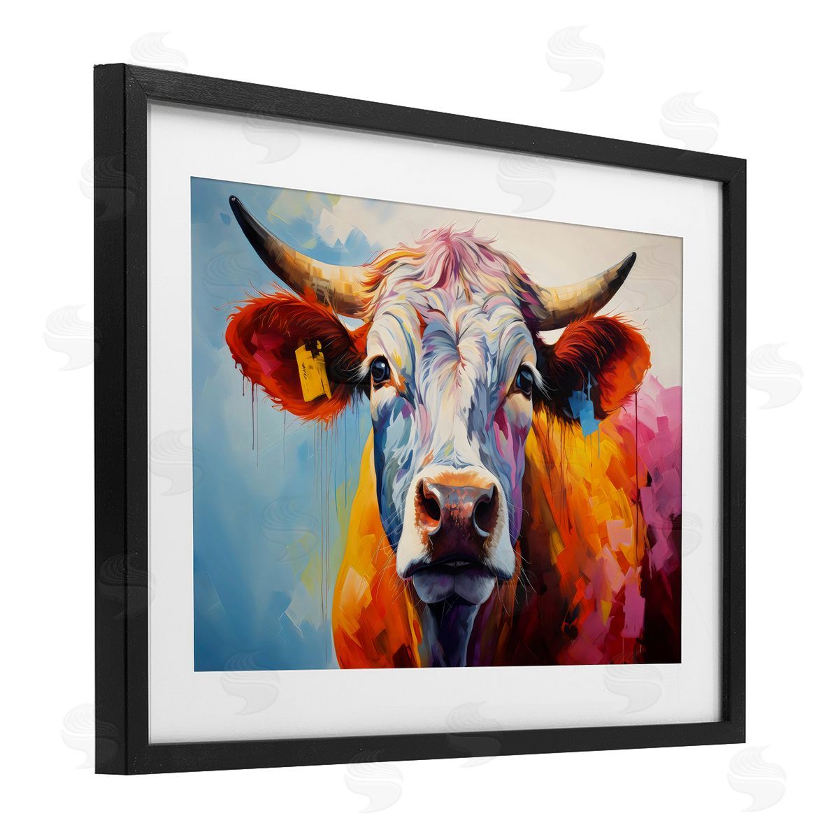 LSR Creative Studio Colorful Cattle Portrait Canvas Wall Art Print