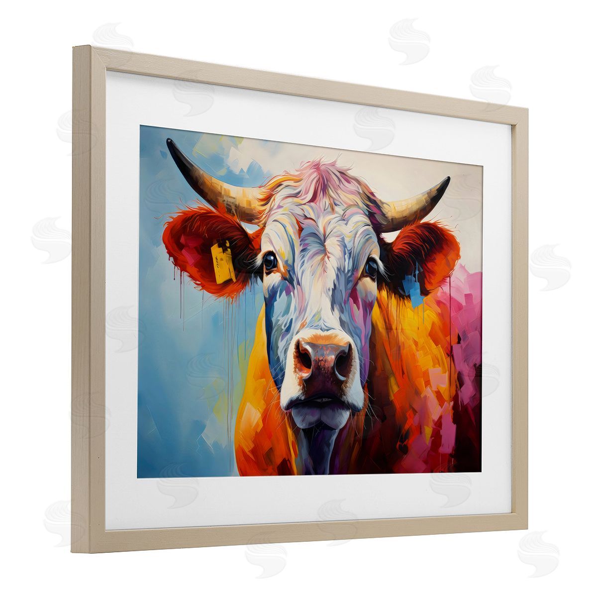 LSR Creative Studio Colorful Cattle Portrait Canvas Wall Art Print