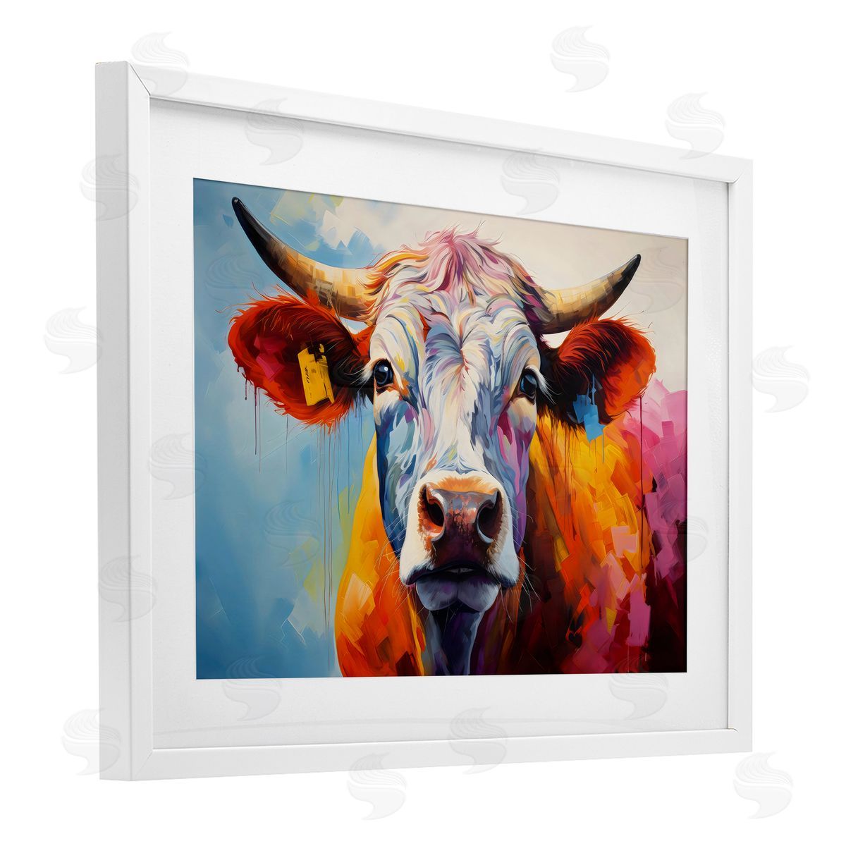 LSR Creative Studio Colorful Cattle Portrait Canvas Wall Art Print