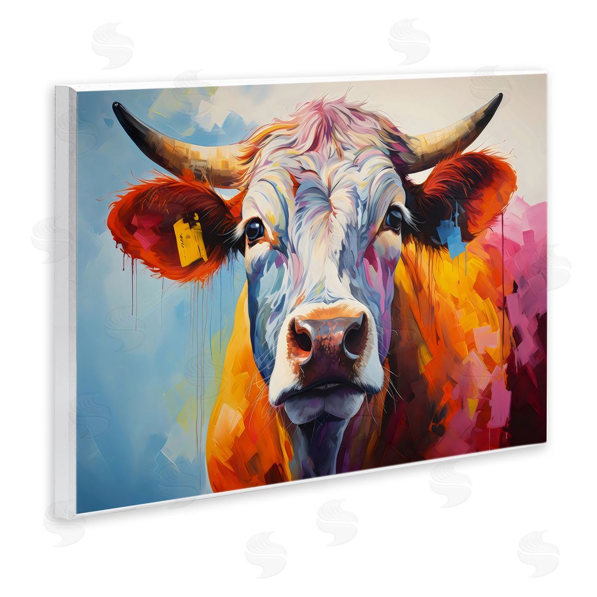 LSR Creative Studio Colorful Cattle Portrait Canvas Wall Art Print