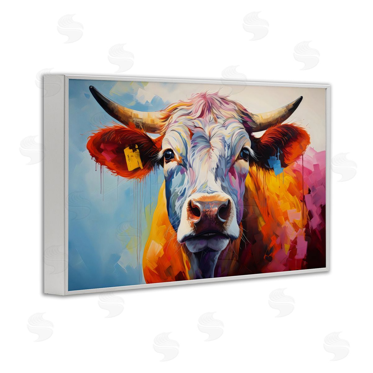 LSR Creative Studio Colorful Cattle Portrait Canvas Wall Art Print