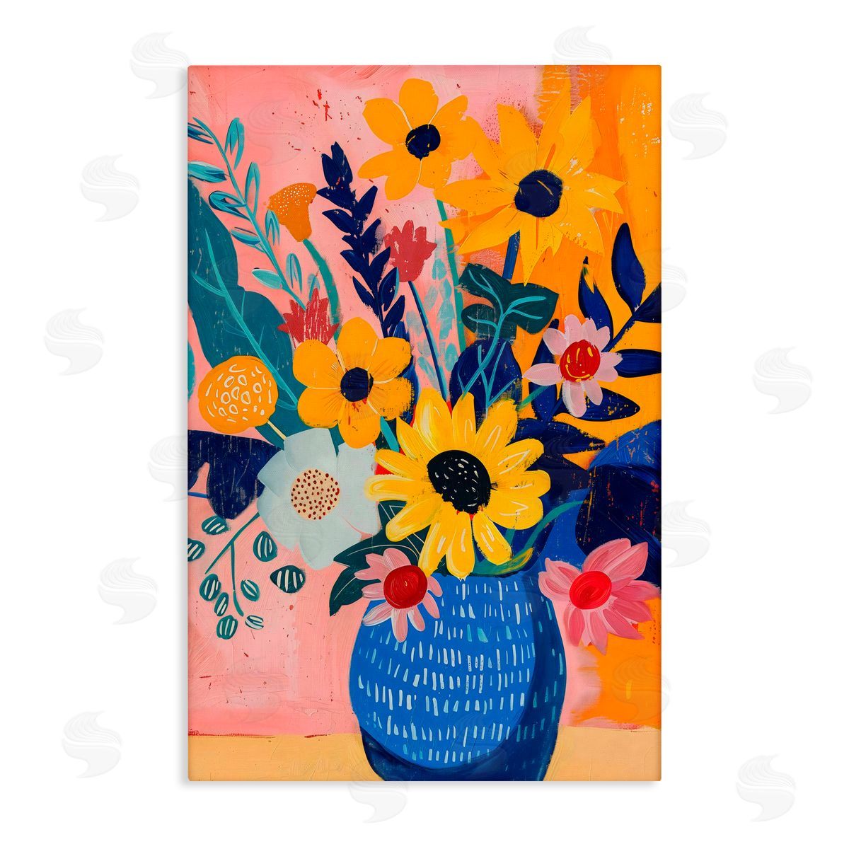 LSR Creative Studio Colorful Floral Vase Canvas Wall Art Print