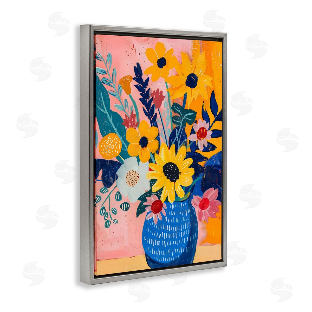 LSR Creative Studio Colorful Floral Vase Canvas Wall Art Print