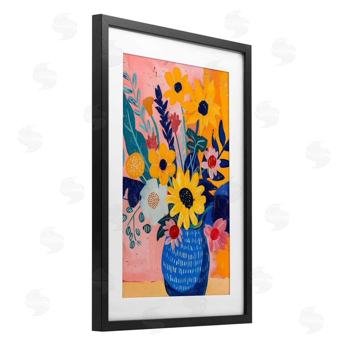 LSR Creative Studio Colorful Floral Vase Canvas Wall Art Print