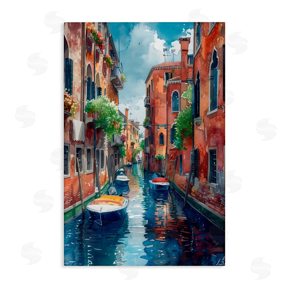 LSR Creative Studio Sunny Days On The Canal Canvas Wall Art Print