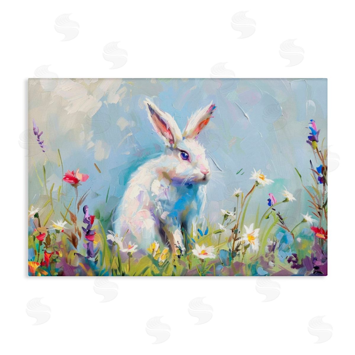 LSR Design Studio Bunny In Spring Meadow Canvas Wall Art Print