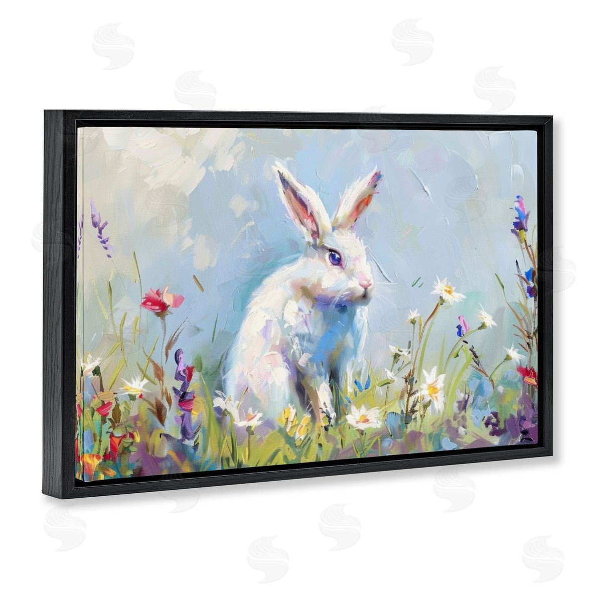 LSR Design Studio Bunny In Spring Meadow Canvas Wall Art Print