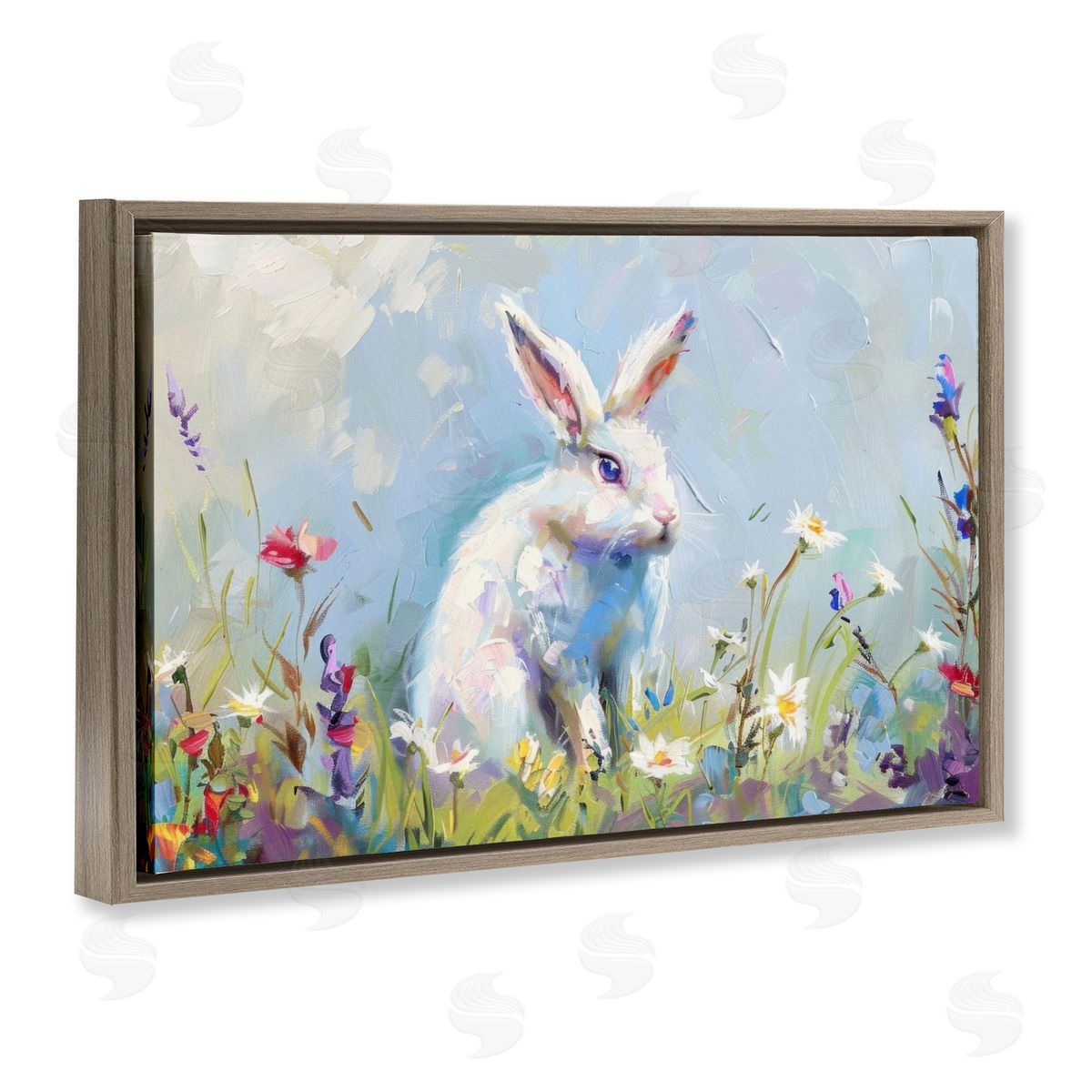 LSR Design Studio Bunny In Spring Meadow Canvas Wall Art Print