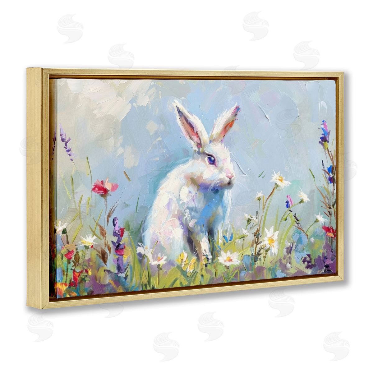 LSR Design Studio Bunny In Spring Meadow Canvas Wall Art Print