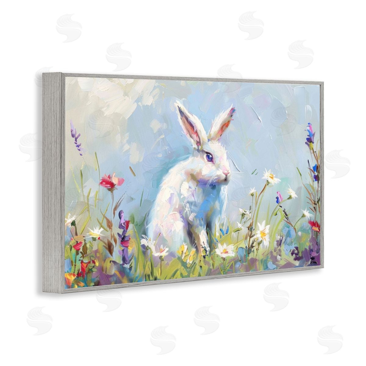 LSR Design Studio Bunny In Spring Meadow Canvas Wall Art Print