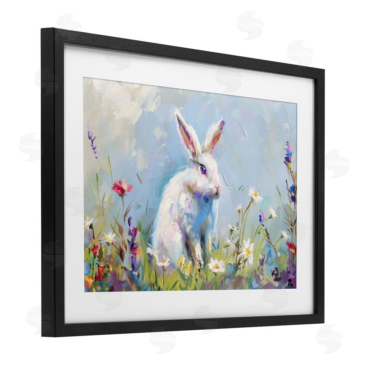 LSR Design Studio Bunny In Spring Meadow Canvas Wall Art Print