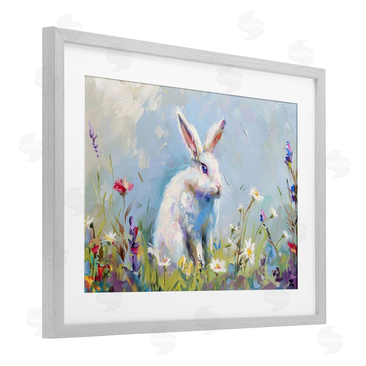 LSR Design Studio Bunny In Spring Meadow Canvas Wall Art Print