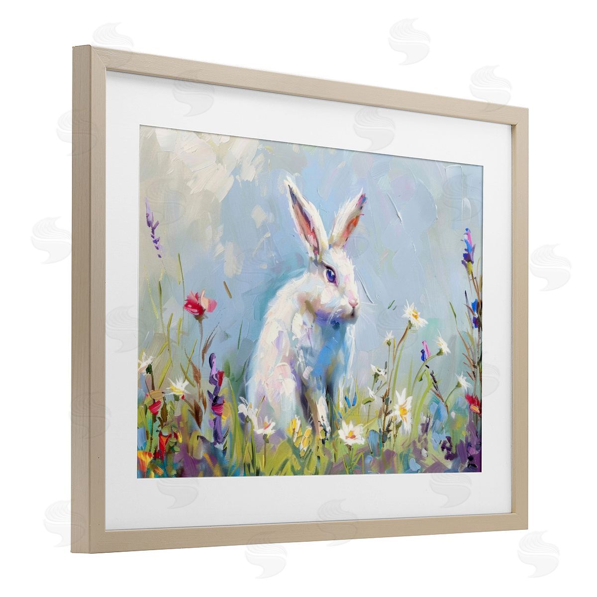 LSR Design Studio Bunny In Spring Meadow Canvas Wall Art Print