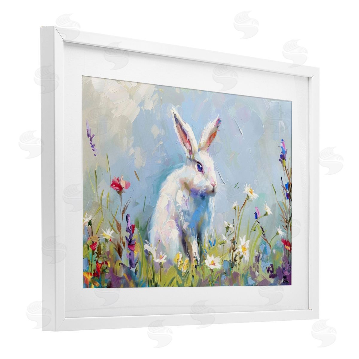 LSR Design Studio Bunny In Spring Meadow Canvas Wall Art Print