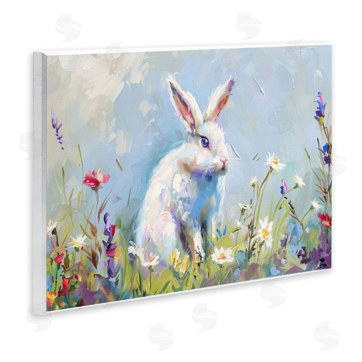 LSR Design Studio Bunny In Spring Meadow Canvas Wall Art Print