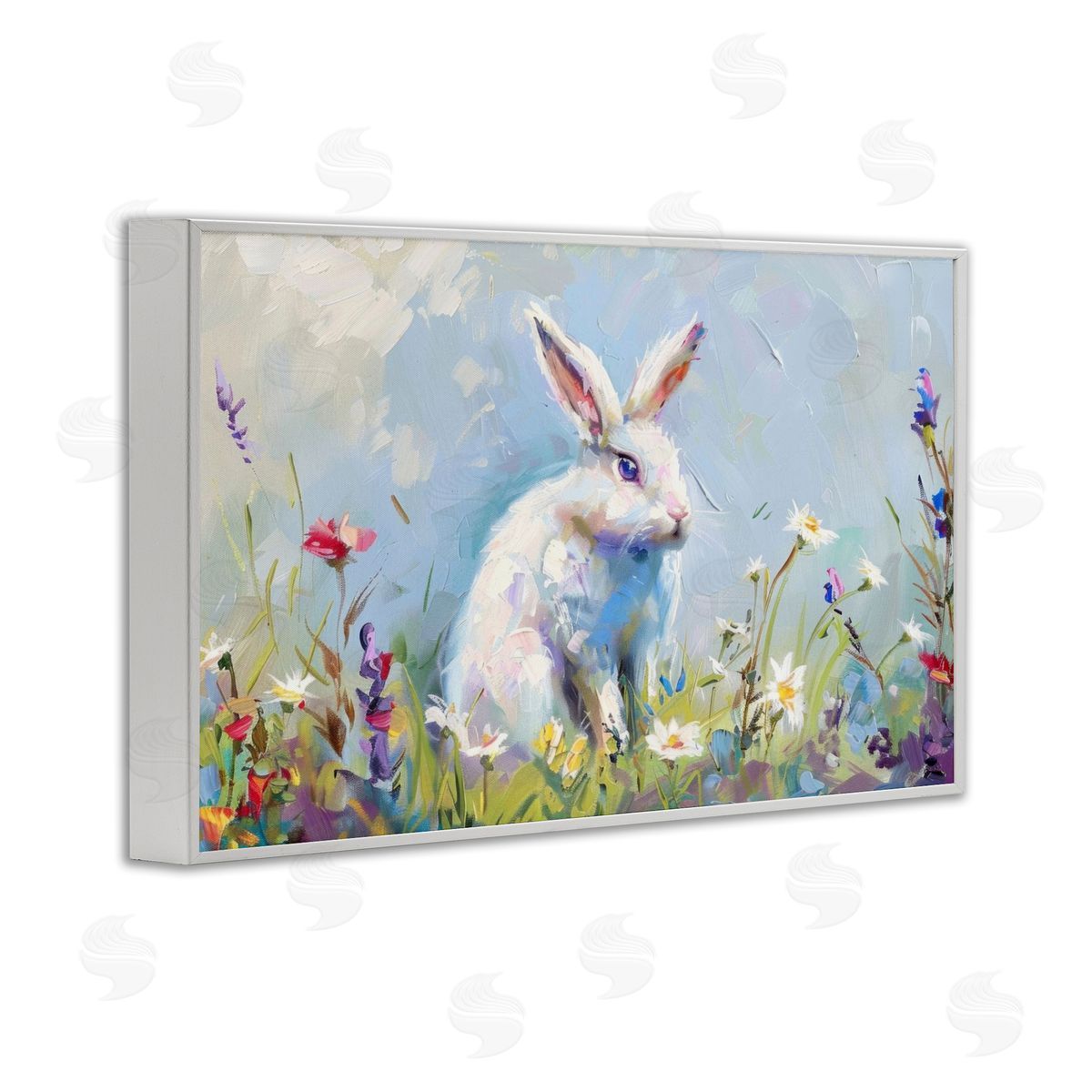 LSR Design Studio Bunny In Spring Meadow Canvas Wall Art Print
