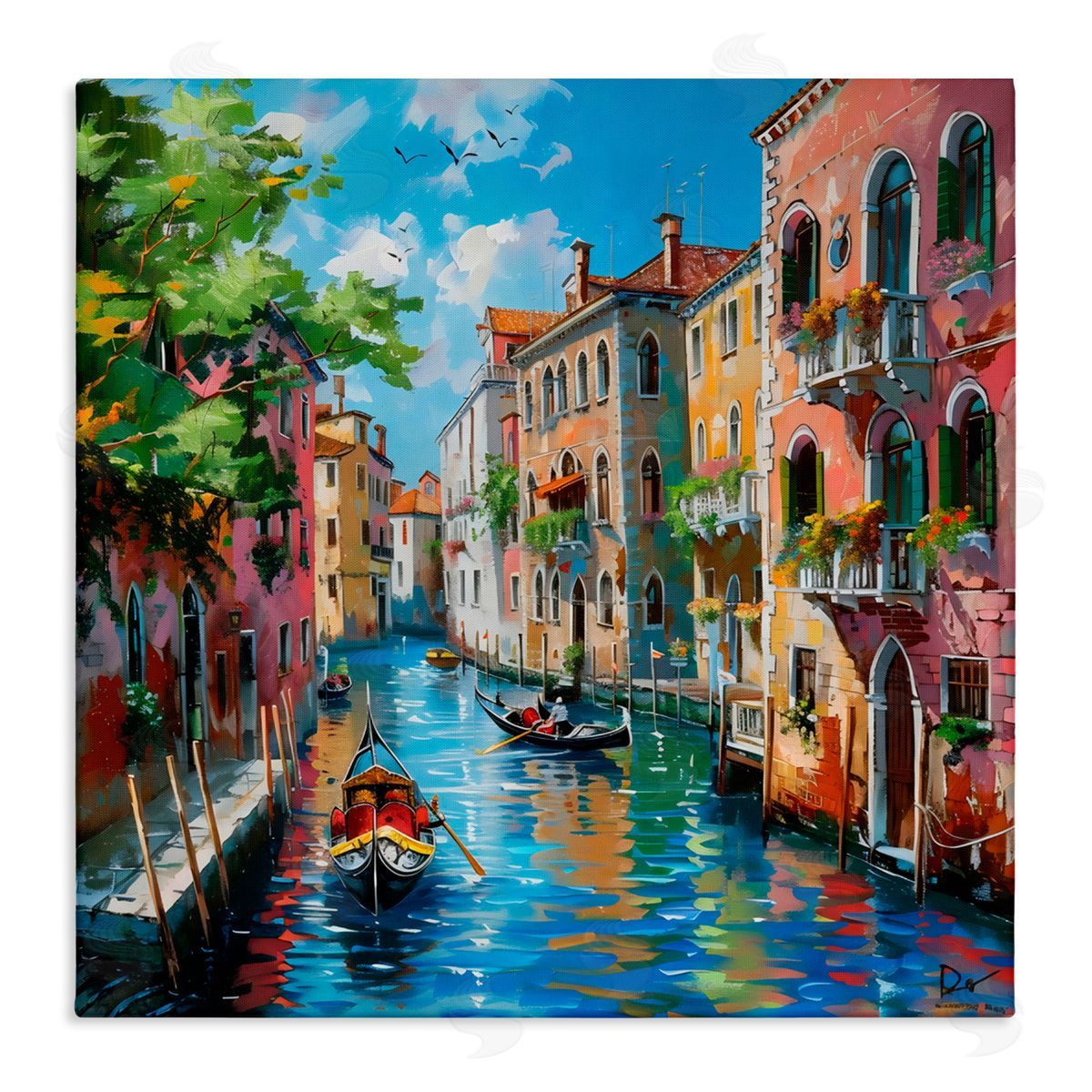 LSR Creative Studio Canal Boat Ride in City Canvas Wall Art Print