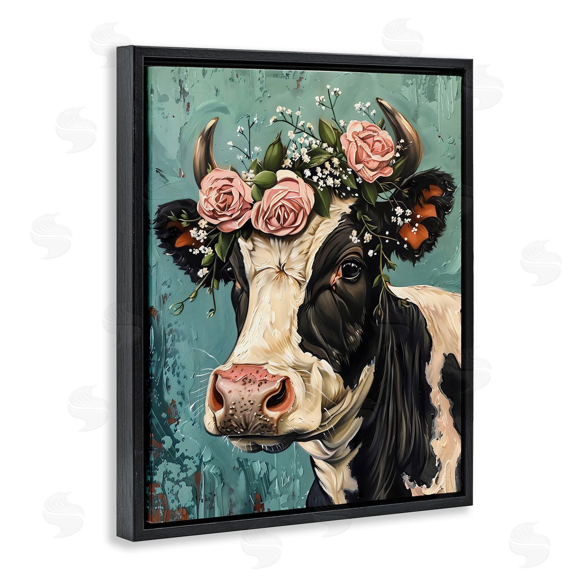 LSR Creative Studio Rose Crown Cow Canvas Wall Art Print