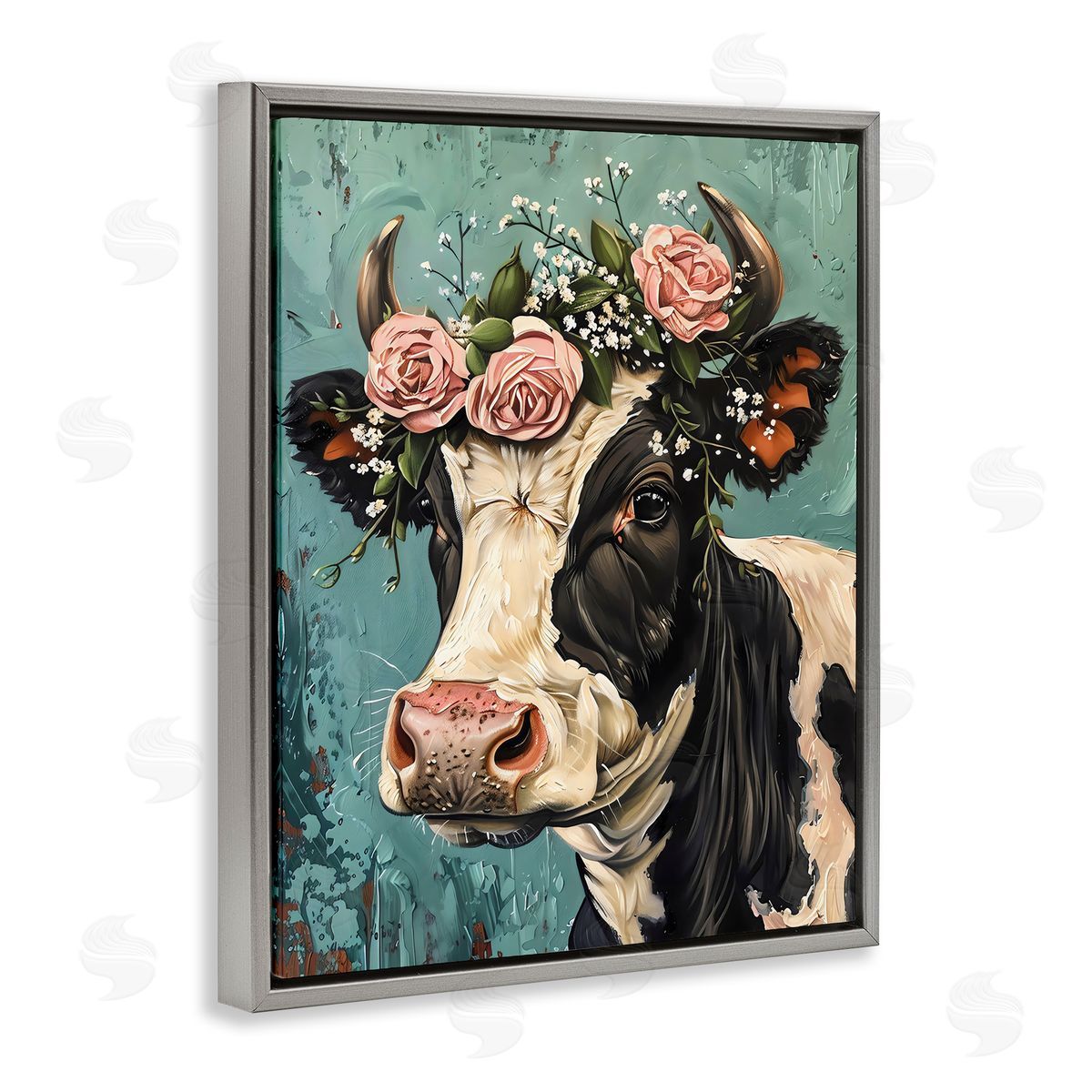 LSR Creative Studio Rose Crown Cow Canvas Wall Art Print