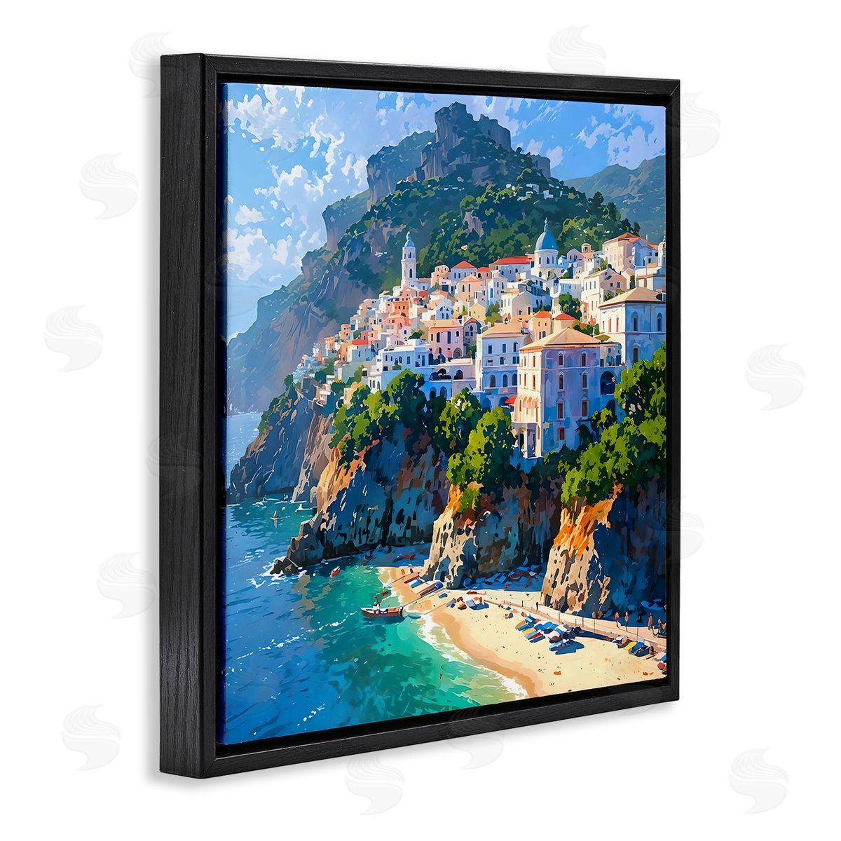 LSR Creative Studio Seaside Town's Beach View Canvas Wall Art Print