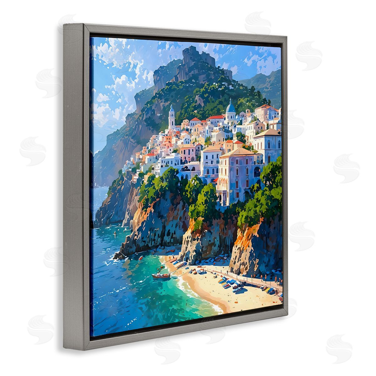 LSR Creative Studio Seaside Town's Beach View Canvas Wall Art Print