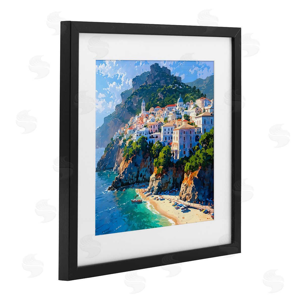 LSR Creative Studio Seaside Town's Beach View Canvas Wall Art Print