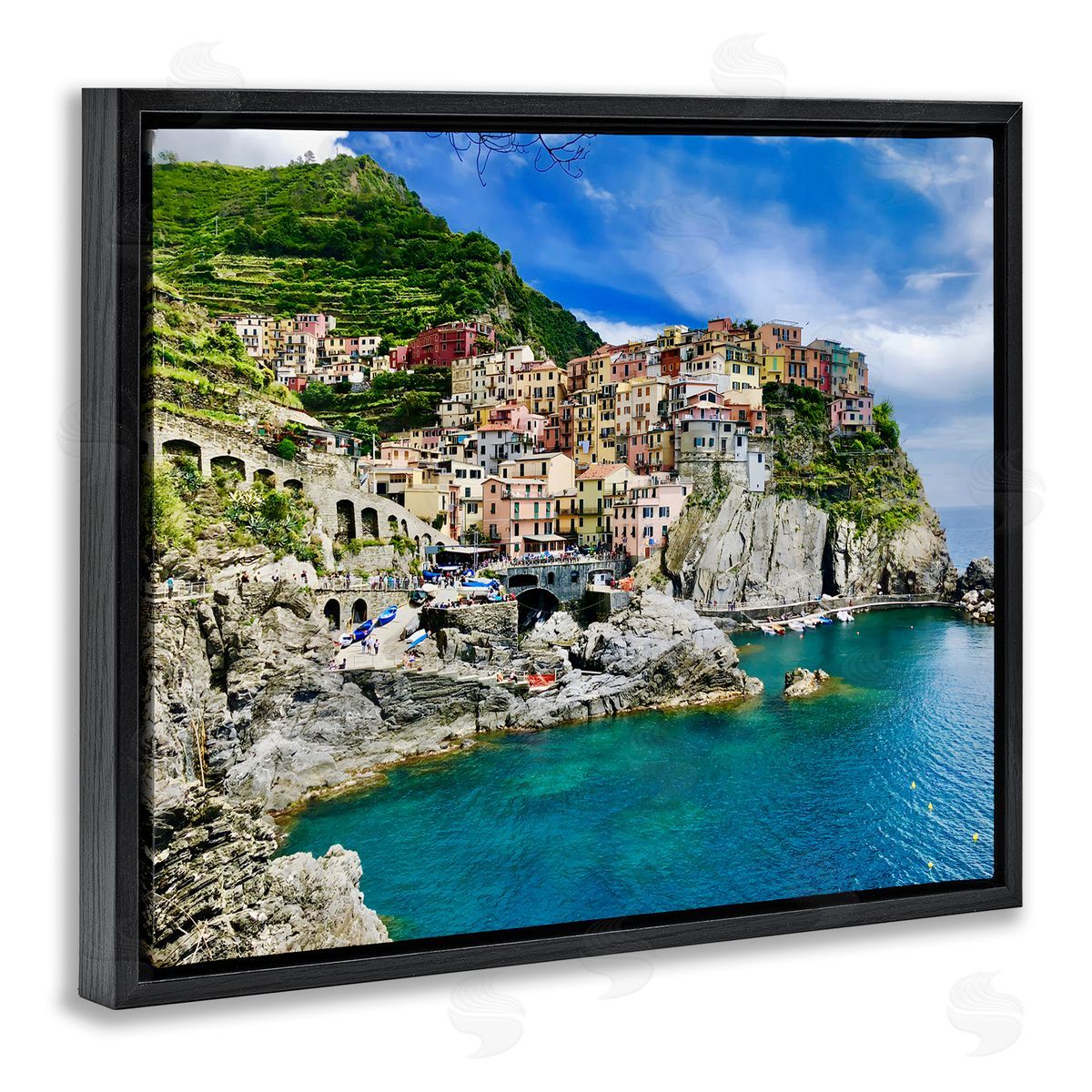 LSR Creative Studio Townscape By The Sea Canvas Wall Art Print