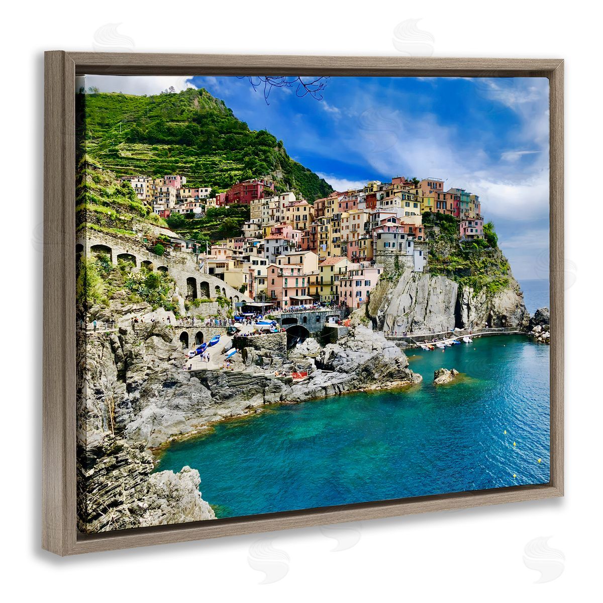 LSR Creative Studio Townscape By The Sea Canvas Wall Art Print