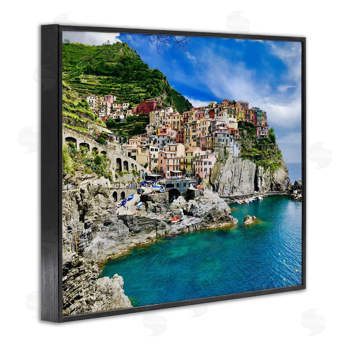 LSR Creative Studio Townscape By The Sea Canvas Wall Art Print