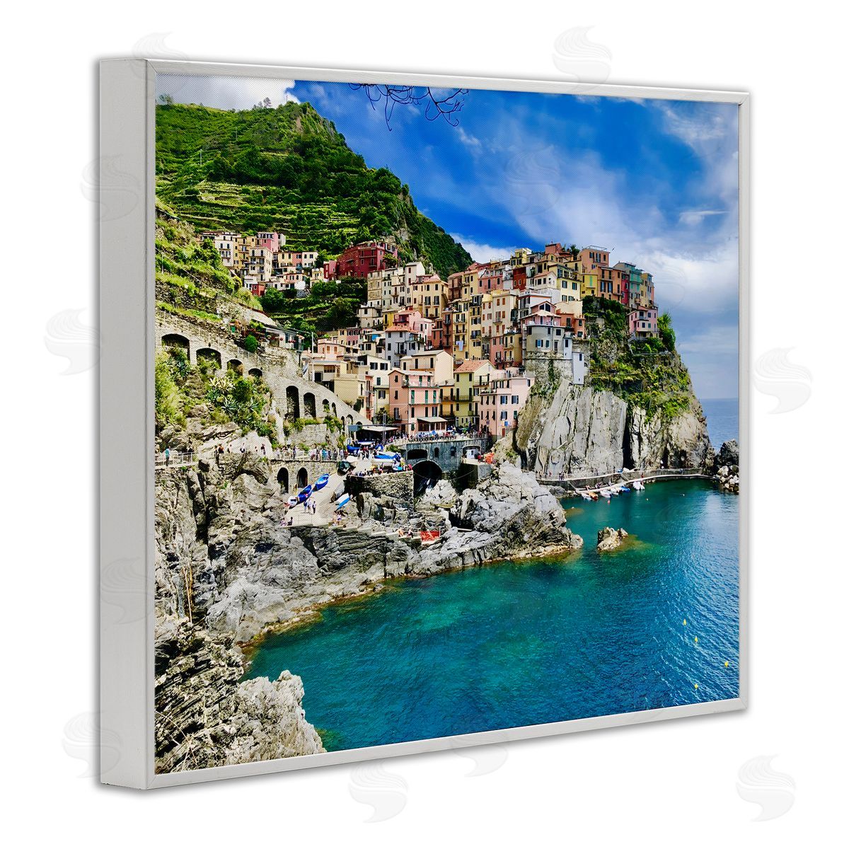 LSR Creative Studio Townscape By The Sea Canvas Wall Art Print